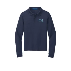 Channel Cats C4 Embroidery Youth Long Sleeve Polo