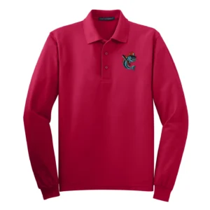Channel Cats Catfish Embroidery Adult Long Sleeve Polo