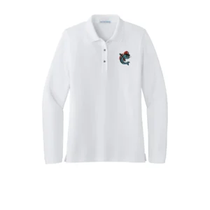 Channel Cats Catfish Embroidery Ladies Long Sleeve Polo